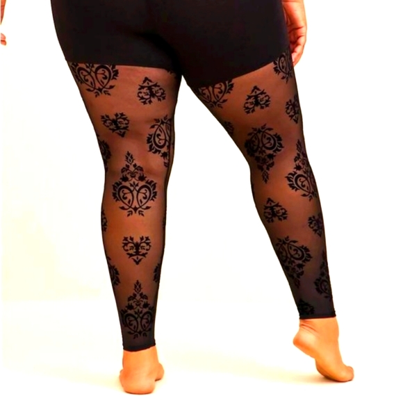 ❤️NWT VINTAGE TORRID LEGGING - TATTOO HEART MESH PREMIUM - PLUS SIZE 2X - Picture 3 of 10